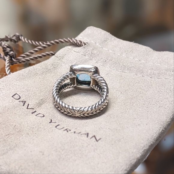 ⚡SOLD⚡David Yurman Petite Albion Blue Topaz + Pavé Diamonds 925 SS Ring - Picture 7 of 8